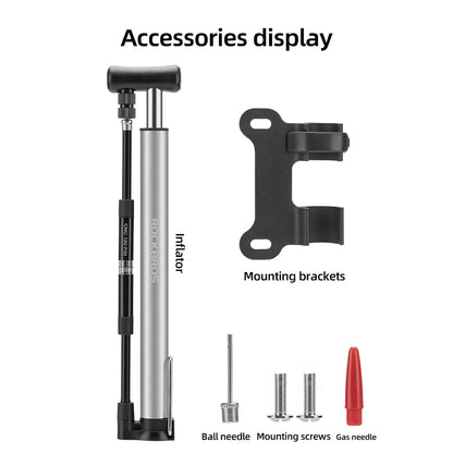 ROCKBROS RY-MP2821 Non-slip Bicycle Pump Portable Mini Floor Pump Inflator with High-Pressure/Barometer for E-bike/Motorcycle