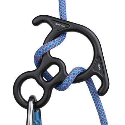 XINDA XD-D8602 Rock Climbing Descender 8-shaped Ring Downhill OX Horn Eight Ring 50KN Hoop Abseiling Device Slow Down Descender