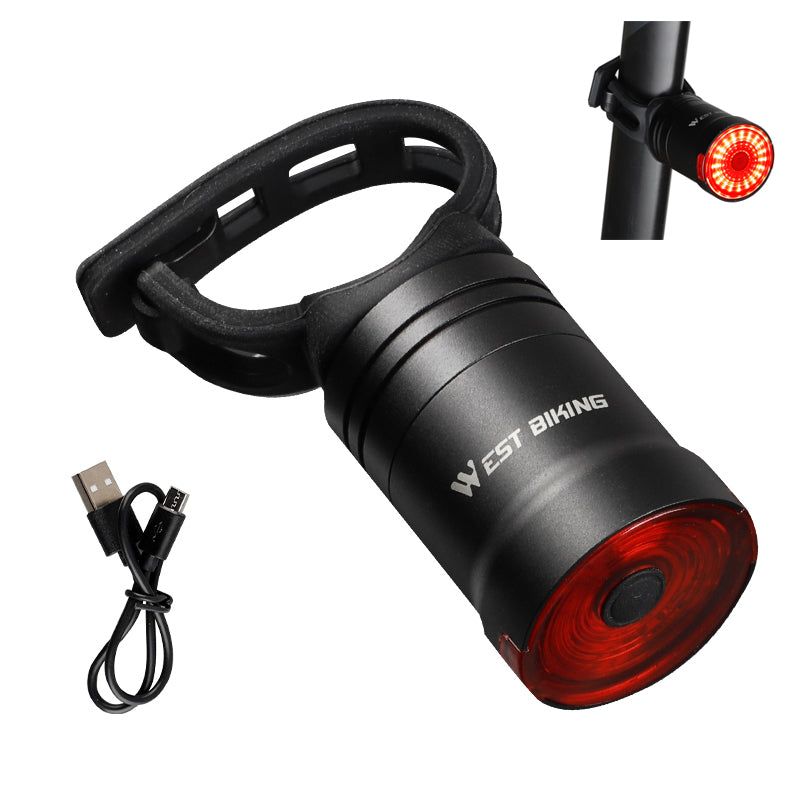 WEST BIKING Bicycle Smart Taillight Brake Sensing Bike Rear Light USB Rechargeable Tail Light