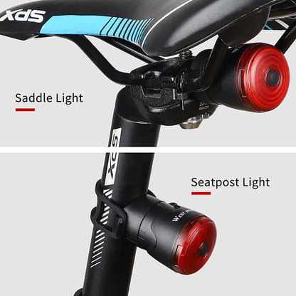 WEST BIKING Smart Sensor Bike Brake Light 6 Modes Waterproof USB Charging Bike Seatpost LED Tail Light