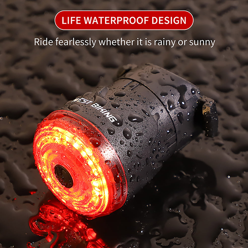 WEST BIKING Smart Sensor Bike Brake Light 6 Modes Waterproof USB Charging Bike Seatpost LED Tail Light