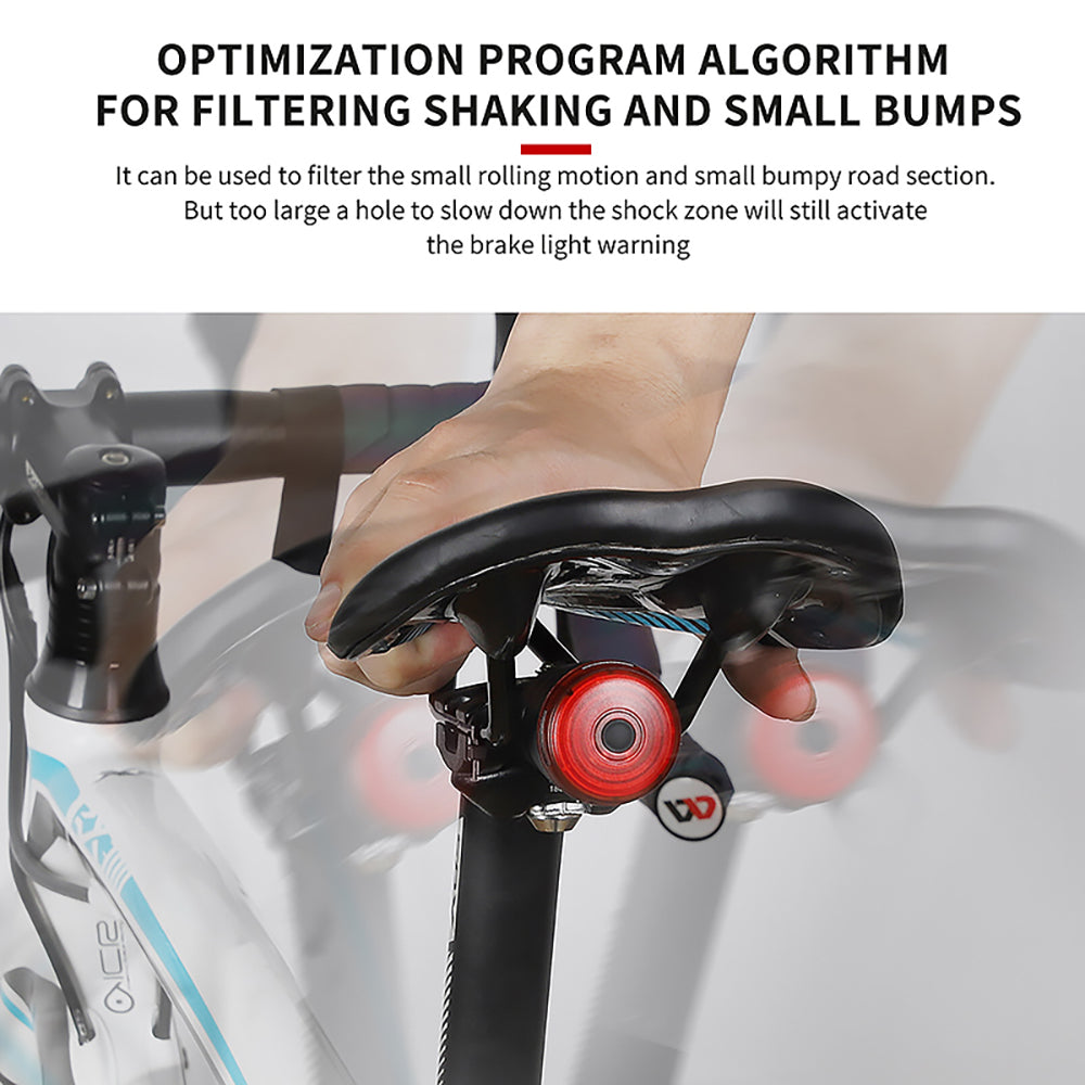 WEST BIKING Smart Sensor Bike Brake Light 6 Modes Waterproof USB Charging Bike Seatpost LED Tail Light