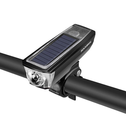 ROCKBROS HJ-052 Bicycle Front Light Solar Charging Power Bank Bike Light with Bell