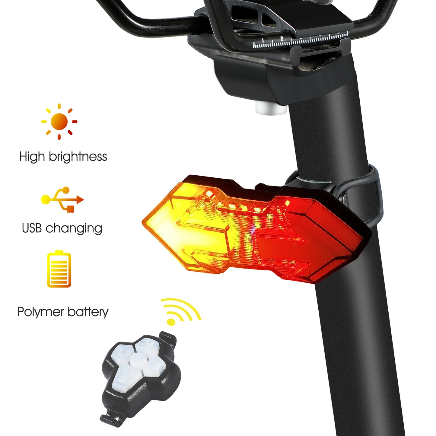 WEST BIKING YP0701299 Remote Control Bicycle Tail Light USB Rechargeable 5 Modes Cycling Rear Warning Lamp