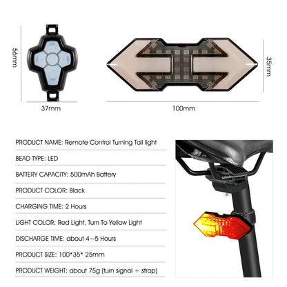 WEST BIKING YP0701299 Remote Control Bicycle Tail Light USB Rechargeable 5 Modes Cycling Rear Warning Lamp