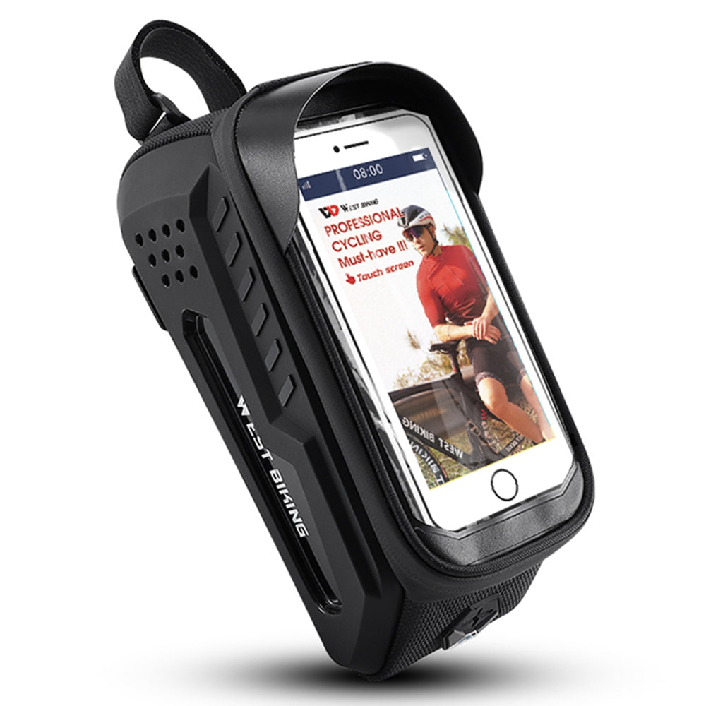 WEST BIKING YP0707293 2L MTB Road Bicycle Top Tube Hard Shell Storage Bag Bike Front Beam Touch Screen Phone Holder Bag