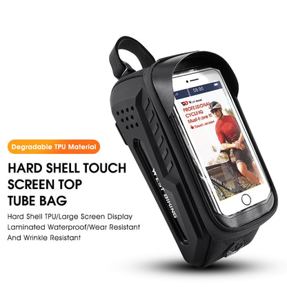 WEST BIKING YP0707293 2L MTB Road Bicycle Top Tube Hard Shell Storage Bag Bike Front Beam Touch Screen Phone Holder Bag