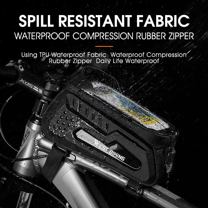 WEST BIKING YP0707293 2L MTB Road Bicycle Top Tube Hard Shell Storage Bag Bike Front Beam Touch Screen Phone Holder Bag