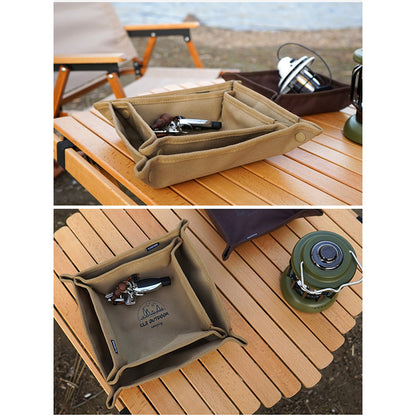 CLS 600D Oxford Cloth Outdoor Camping Square Storage Tray Home Travel Portable Folding Debris Organizer Box, Size L