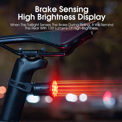 WEST BIKING YP0701331 Intelligent Bicycle Rear Lamp Smart Sensor Brake MTB Bike Tail Light with Colorful Light