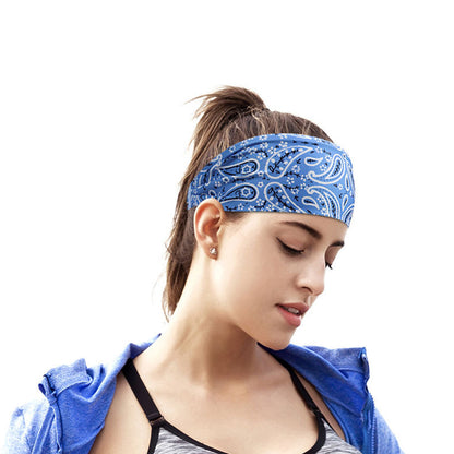 C135 Stylish Pattern Workout Headbands Breathable Sweatbands Sweat-absorption Bands Elastic Wide Headbands for Sports Fitness Exercise Tennis Running Gym