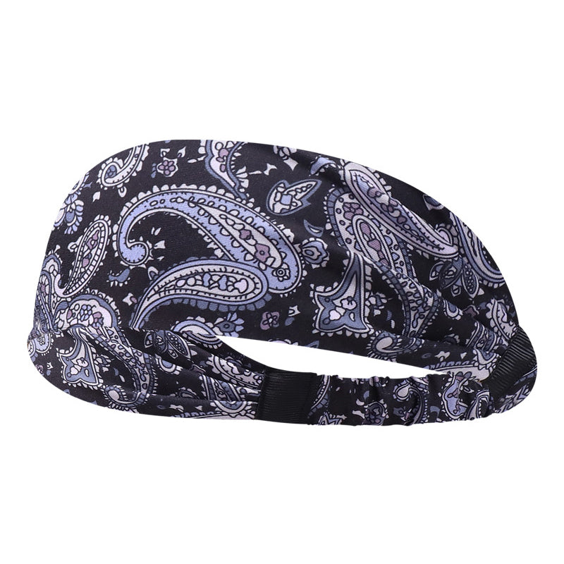 C135 Stylish Pattern Workout Headbands Breathable Sweatbands Sweat-absorption Bands Elastic Wide Headbands for Sports Fitness Exercise Tennis Running Gym