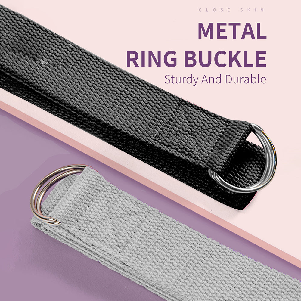 Yoga Strap Polyester Fiber Athletic Stretch Band Adjustable Metal D-Ring Buckle Loop Best for Holding Poses Stretching Pilates Increase Flexibility