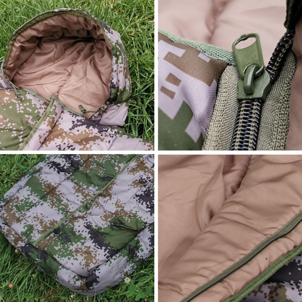 DYSD001 2000G Thick Sleeping Bag Camouflage Camping Envelope Sleeping Bag Waterproof Warm Outdoor Hiking Sleeping Cover