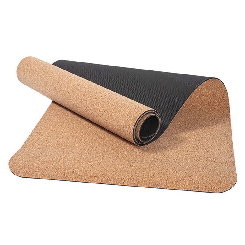 AMYUP 1830x610x5mm Cork + Natural Rubber Yoga Beginner Training Mat Anti-skid Fitness Exercise Pilates Floor Pad