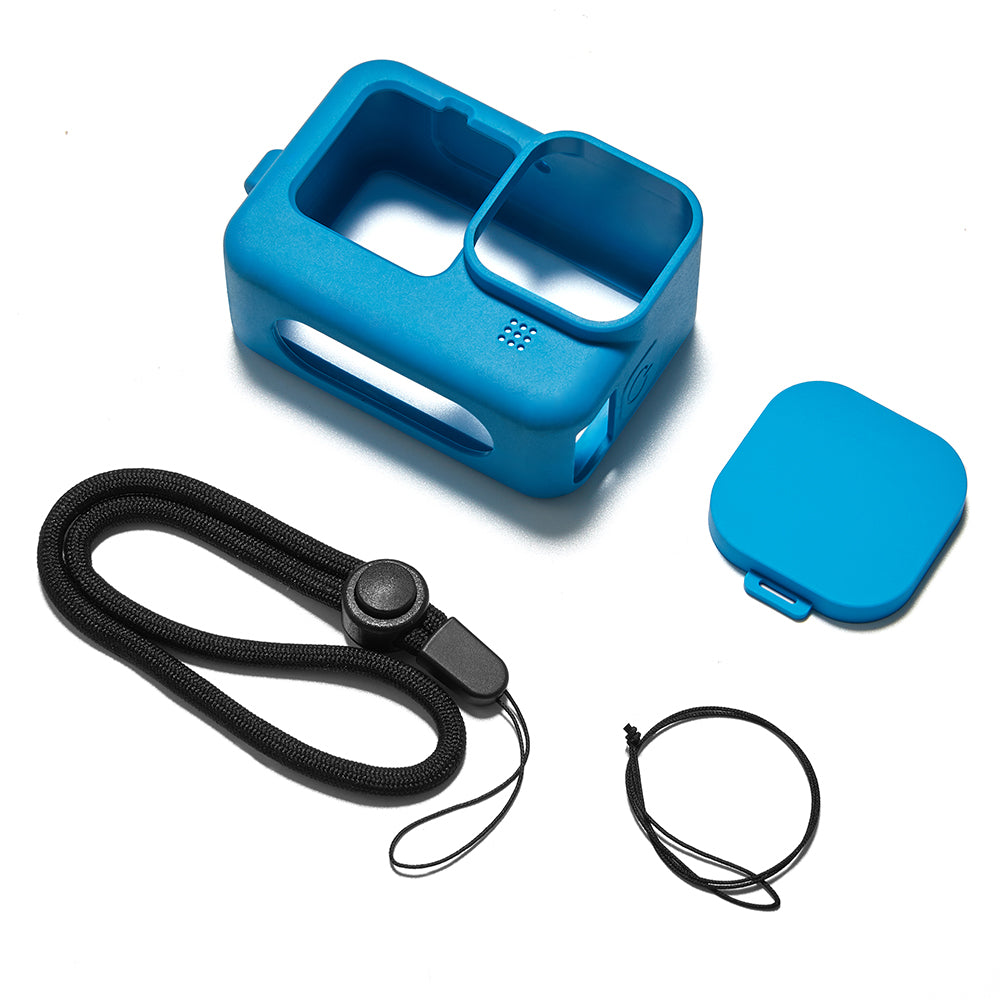 Silicone Case Protector Cover + Lens Cap + Lanyard for GoPro Hero 9 Action Camera