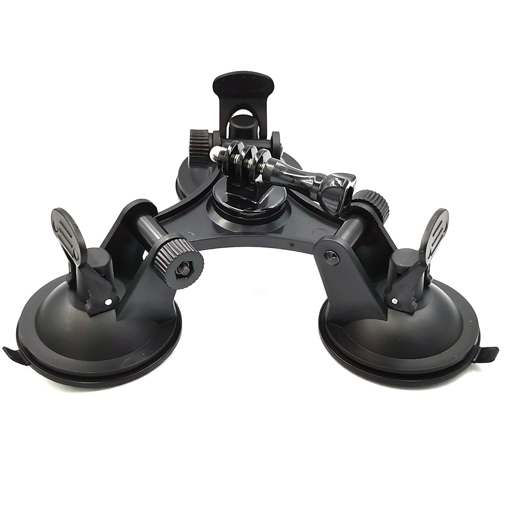 Triple Suction Cup Mount with 1/4 Threaded Head 360 Degree Tripod Ball Head