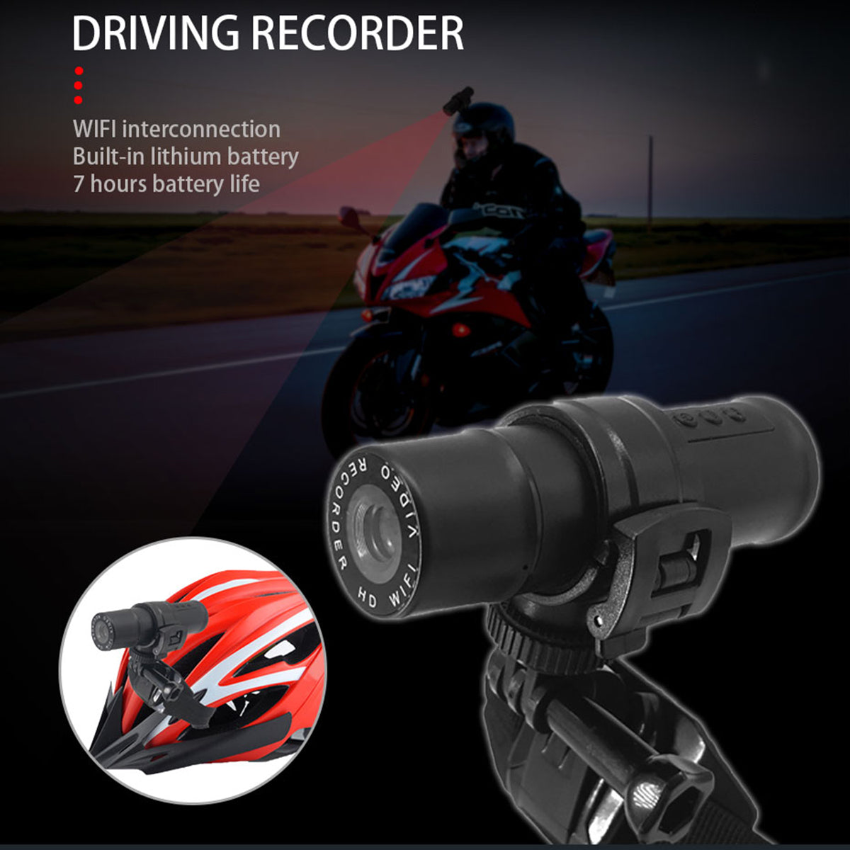 T1 1080P Camcorder Waterproof Outdoor DVR WiFi Motorcycle Helmet Video Recorder Camera