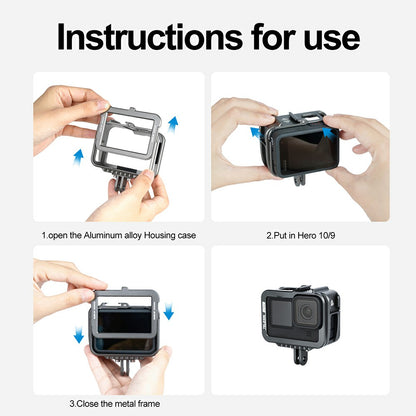 TELESIN GP-FMS-901 Camera Protective Frame Anti-drop Metal Housing Case for GoPro Hero 10/9