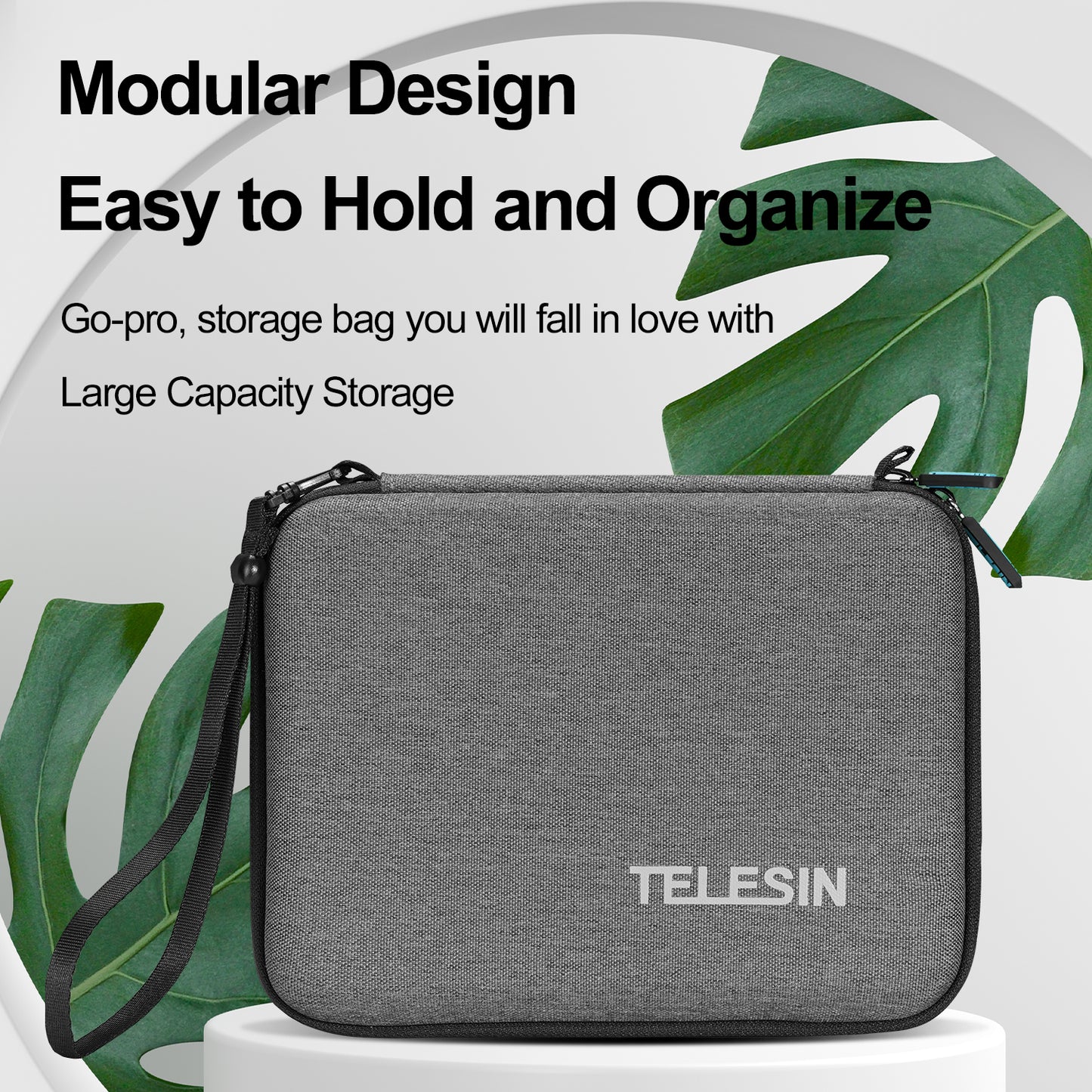 TELESIN GP-PRC-213 Medium Size Portable Shockproof Camera Accessories Carrying Case Storage Bag with Wrist Strap for GoPro Hero 10/9