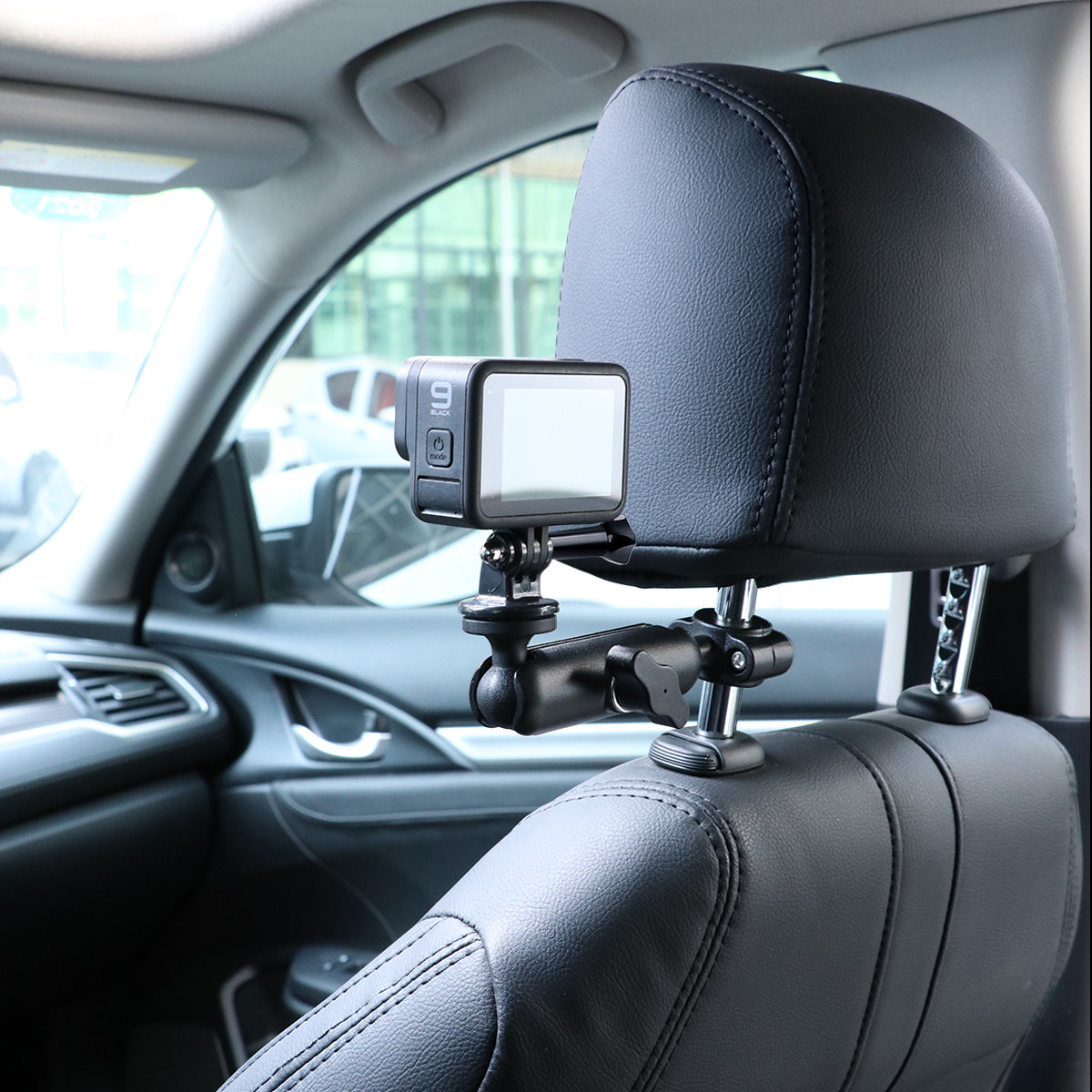 AT1229 9.5cm Car Headrest Camera Holder Motorcycle Rearview Mirror Mount Camera Bracket