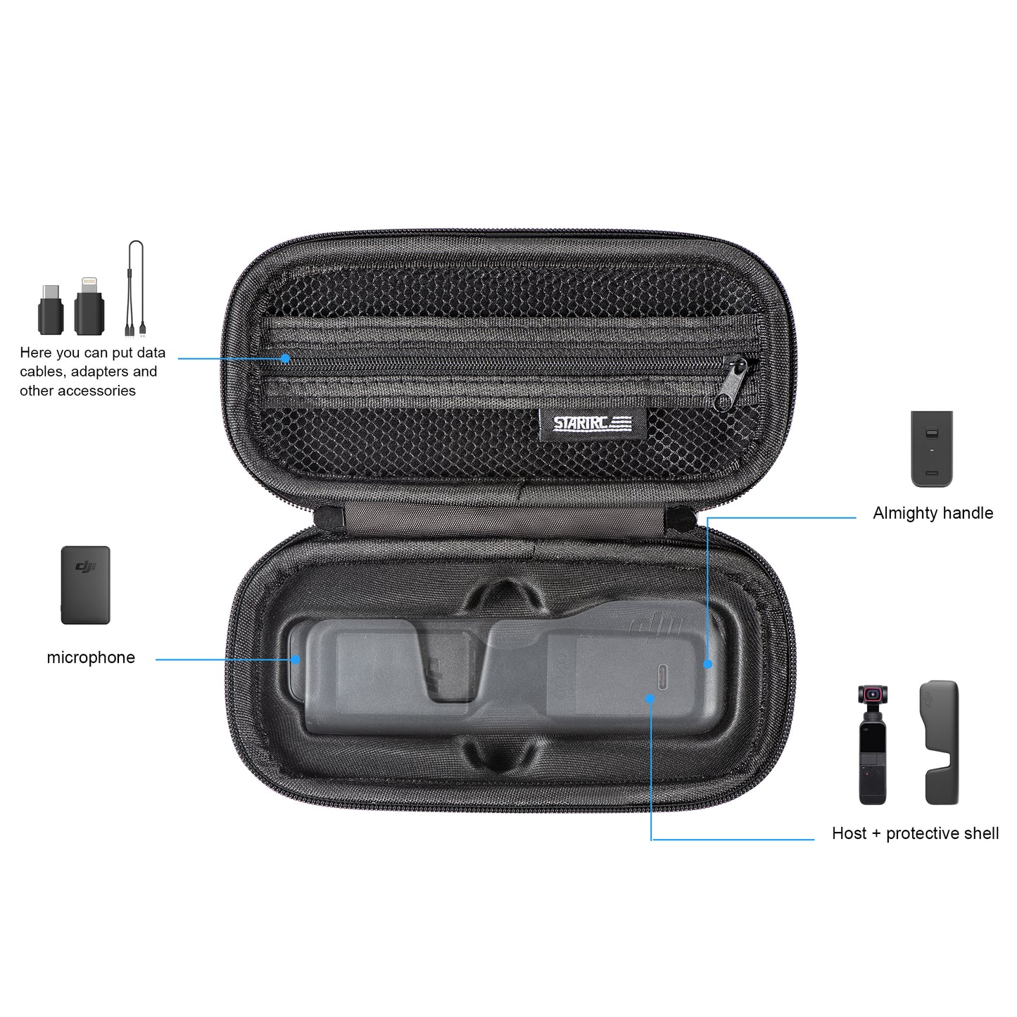 STARTRC 1110379 Anti-Drop Speciallized Portable Large Capacity Storage Bag with Handy Strap for DJI Osmo Pocket 2