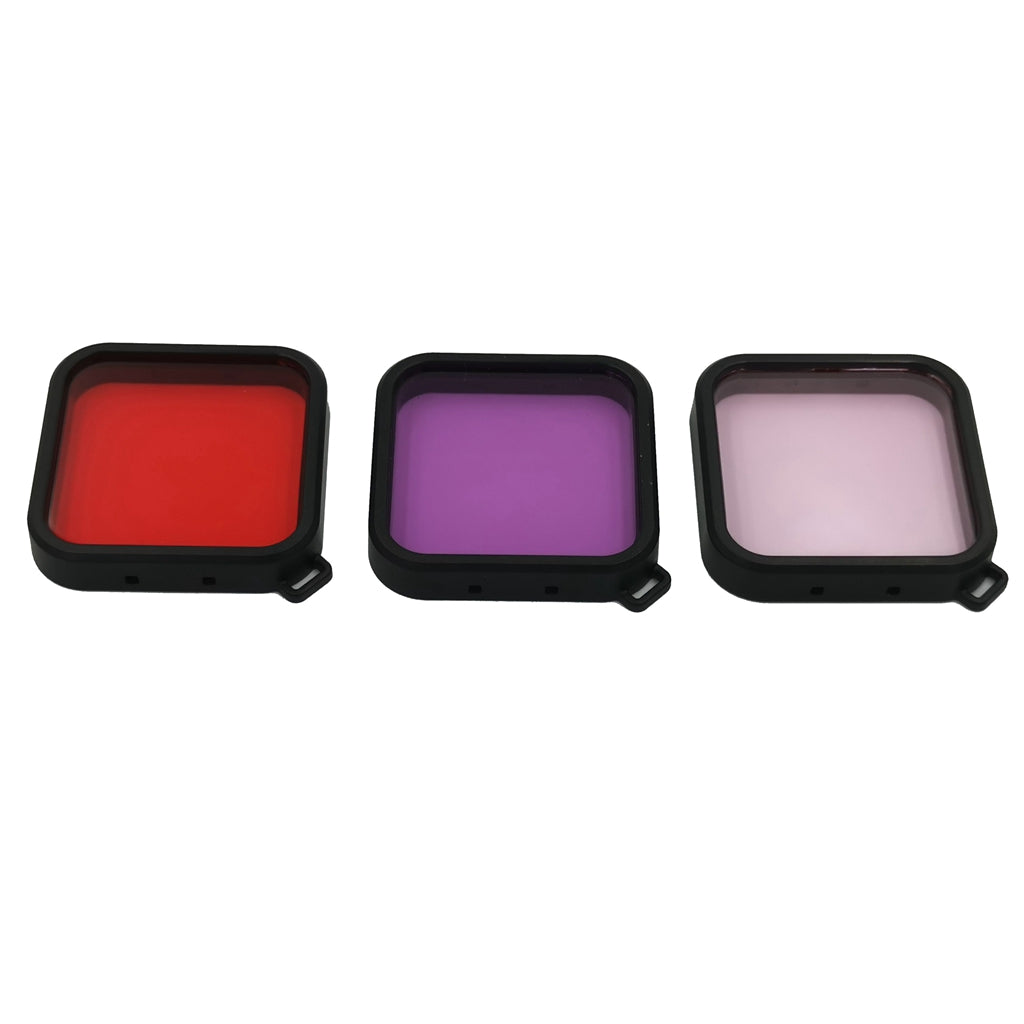 AGDY38 3Pcs/Set Red Pink Purple Lens Filters for DJI Osmo Action Camera Square Mouth Style Waterproof Diving Case Shell