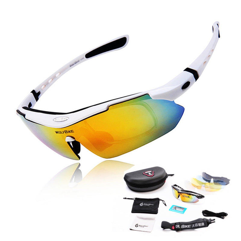 WOLFBIKE BYJ-013 Bicycle Cycling Glasses Sports Sunglasses Anti-UV Polarized Goggles with Interchangeable Lenses