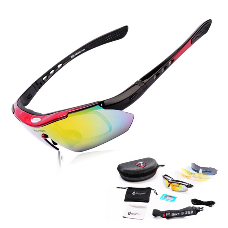 WOLFBIKE BYJ-013 Bicycle Cycling Glasses Sports Sunglasses Anti-UV Polarized Goggles with Interchangeable Lenses