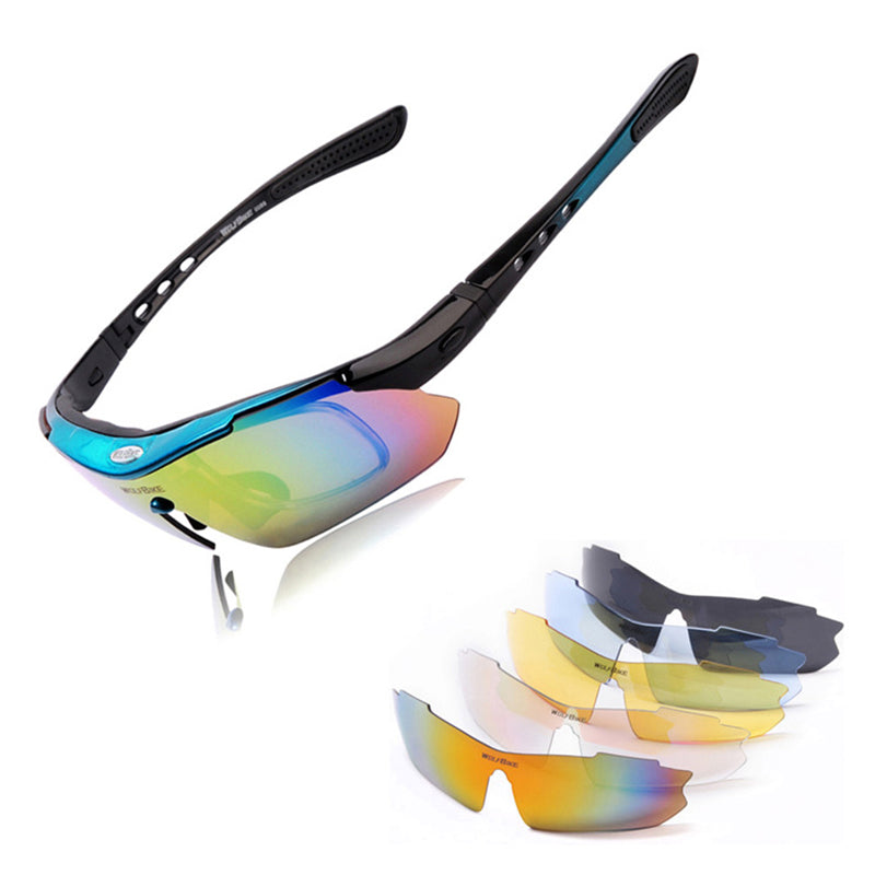 WOLFBIKE BYJ-013 Bicycle Cycling Glasses Sports Sunglasses Anti-UV Polarized Goggles with Interchangeable Lenses