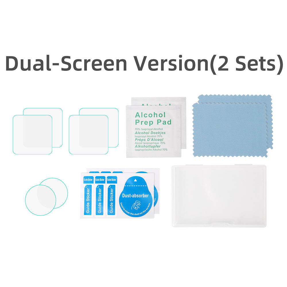 SUNNYLIFE BHM83 2Set Scratch Resistant Tempered Glass Screen Protector Explosion-proof Screen + Lens Protector for DJI Action 2 (Dual-Scren Version)