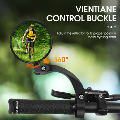 WEST BIKING YP0720034 1Pc Cycling 360 Degree Rotating Wide Angle HD Rearview Mirror MTB Road Bicycle Long Arm Handlebar Mirror with Warning Reflector