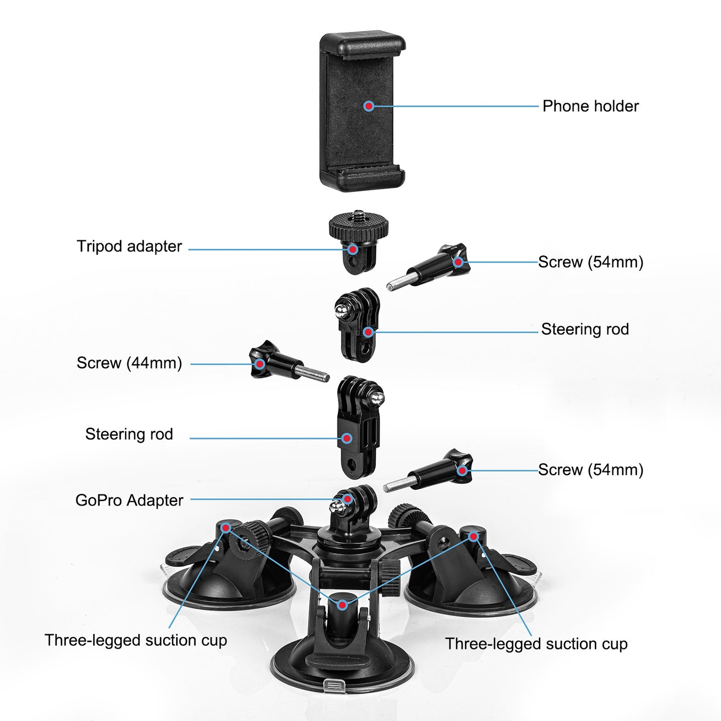 STARTRC 1110789 for GoPro 10/9 / Insta360 One X2/X Three Sucker Design Camera Phone Car Holder Suction Cup Mount Bracket