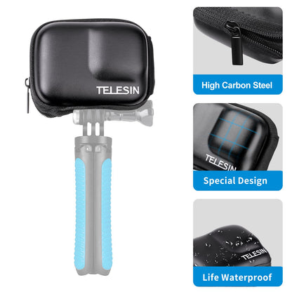 TELESIN GP-CPB-901 Storage Bag for GoPro Hero 9/10 Shockproof EVA+PU Leather Carrying Case Portable Box Camera Accessories Travel Kit