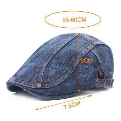 Retro Casual Denim Cap Men Women Adjustable Breathable Washed Cap Beret Hat