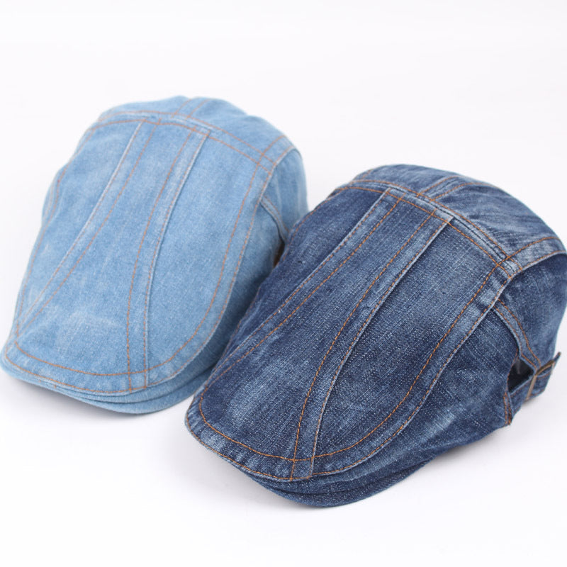 Retro Casual Denim Cap Men Women Adjustable Breathable Washed Cap Beret Hat