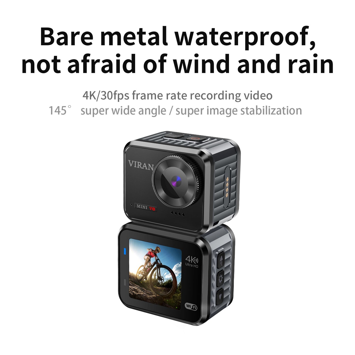 V8 128G 1.54" IPS Screen Action Camera Anti-Shake Outdoor 4K HD Sports Camera Waterproof Riding Recorder Support Mobile Phone APP Control for Photography