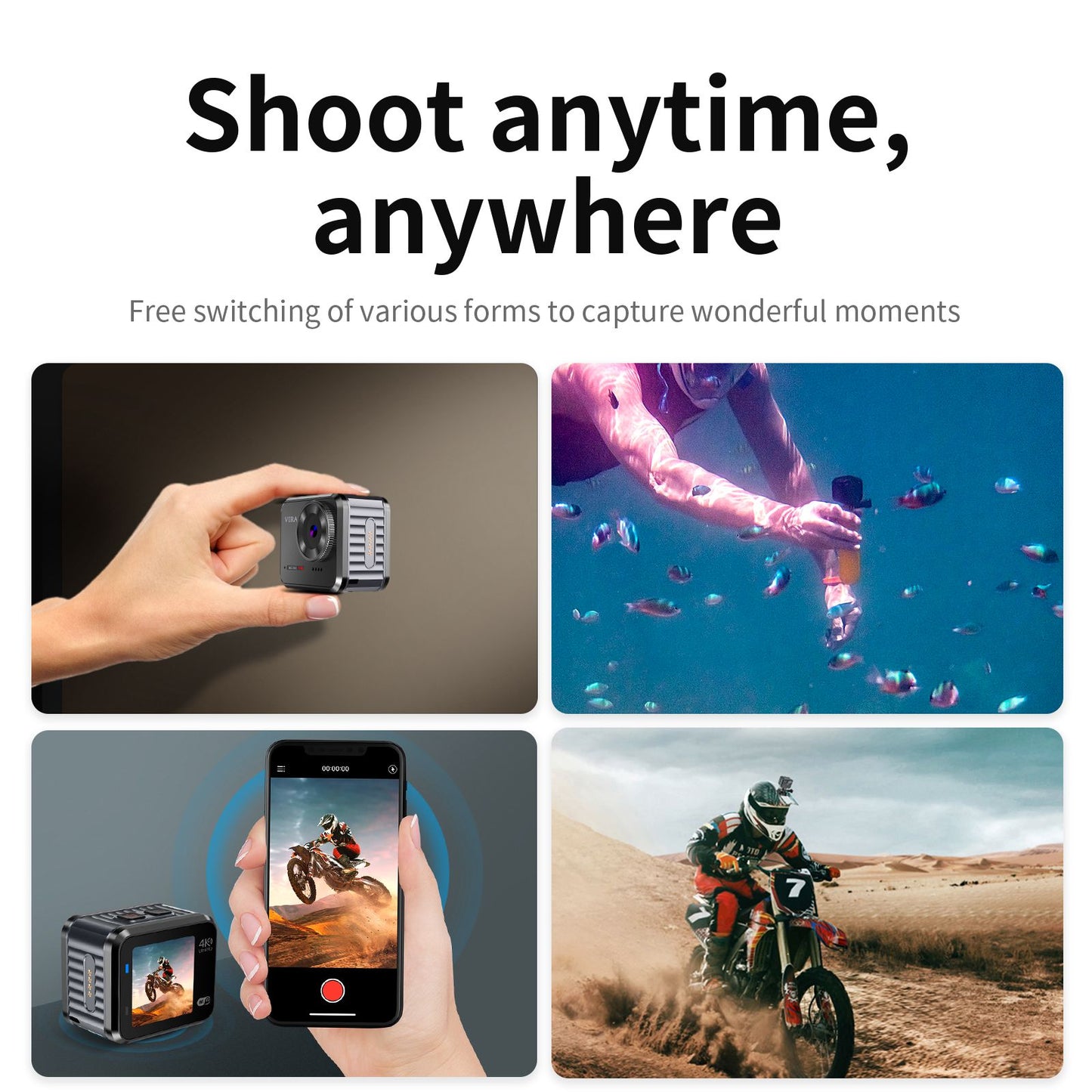 V8 128G 1.54" IPS Screen Action Camera Anti-Shake Outdoor 4K HD Sports Camera Waterproof Riding Recorder Support Mobile Phone APP Control for Photography