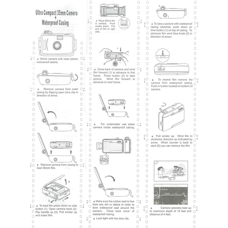 Underwater Vintage Camera Portable Mini 35mm Film Camera with Waterproof Case