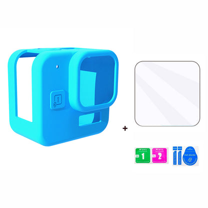 For GoPro Hero 11 Black Mini Silicone Protective Cover Action Camera Anti-collision Case with Tempered Glass Lens Film