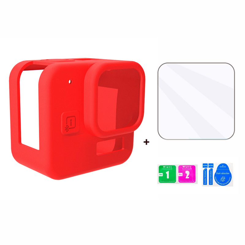 For GoPro Hero 11 Black Mini Silicone Protective Cover Action Camera Anti-collision Case with Tempered Glass Lens Film