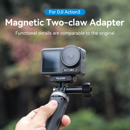 TELESIN OA-TPM-T04 For DJI Action 3 Nylon+Aluminium Alloy Magnetic Two Claw Camera Adapter