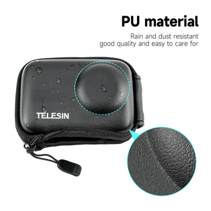 TELESIN OA-BAG-002 For DJI Osmo Action3 PU Leather+EVA Storage Protection Bag with Half Open Zip