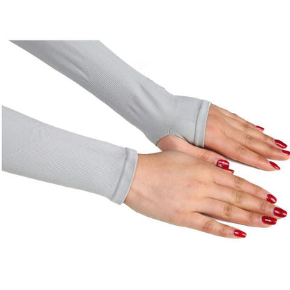 1 Pair Outdoor Sports Ice Silk Cooling Sleeves Sun Protection Arm Cover with Thumb Hole