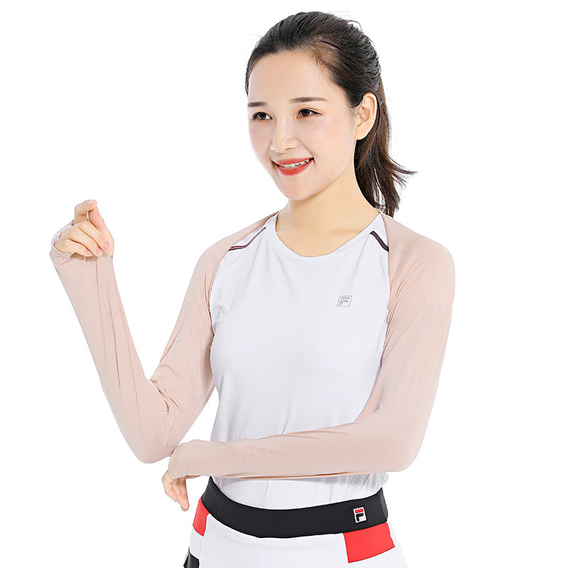 Golf Cycling Summer Ice Silk Long Sleeve Shawl Sunproof Shoulder Arm Protector for Outdoor Sports