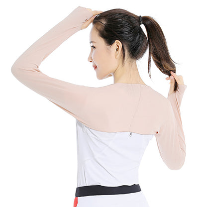 Golf Cycling Summer Ice Silk Long Sleeve Shawl Sunproof Shoulder Arm Protector for Outdoor Sports