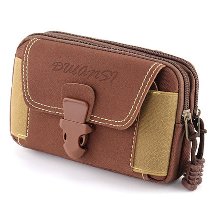 6.5-inch Horizontal Three Layer Outdoor Sports Tactical Mobile Phone Waist Pouch Belt Hanging Bag