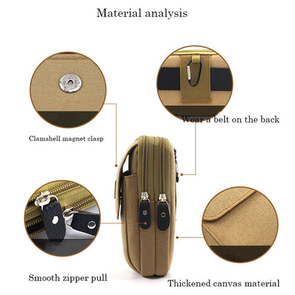 6.5-inch Vertical Multifunction Sports Tactical Mobile Phone Storage Pouch Dual Layer Waist Bag