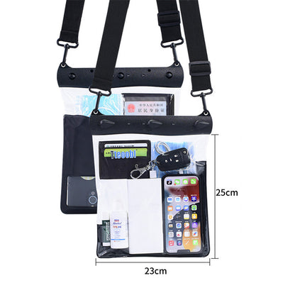 Large Capacity Waterproof Phone Pouch Diving Floating Protection Shoulder Bag Case with Clear Touch Screen Film