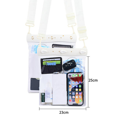 Large Capacity Waterproof Phone Pouch Diving Floating Protection Shoulder Bag Case with Clear Touch Screen Film